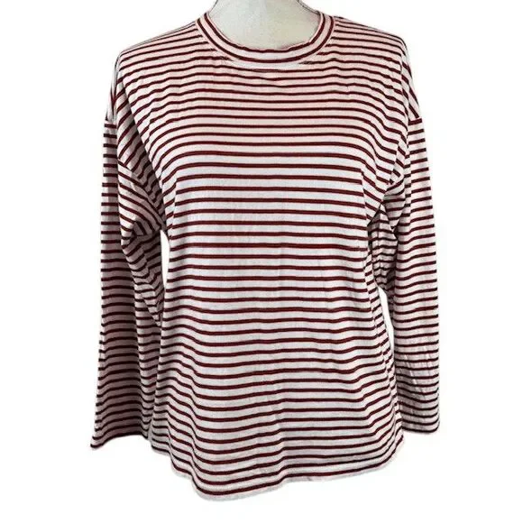AYR The French Fry Tee Brick Lane Rust Striped Pima Long Sleeve Oversized Small - Picture 2 of 12